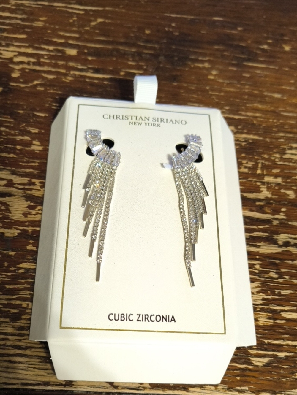 Christian Siriano Silver Cubic Zirconia Wing Drop Earrings